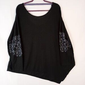 Gaiam Oversized Black Yoga Top Womens L Long Sleeve Lightweight Athleisure